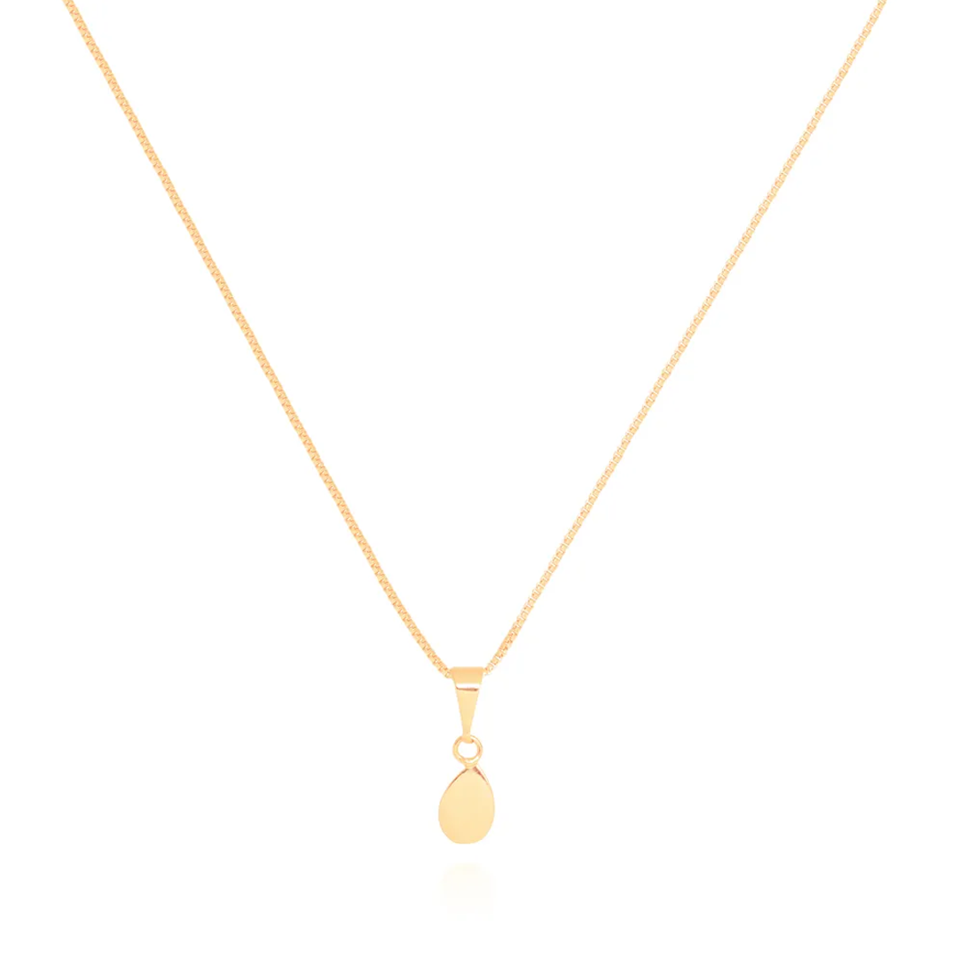 Colar com Gota Lisa Semijoia Ouro 18K