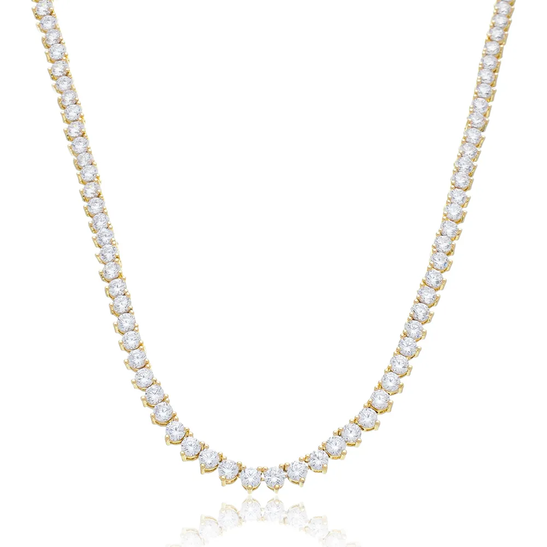 Colar Riviera Três Pontas Semijoia Ouro 18K