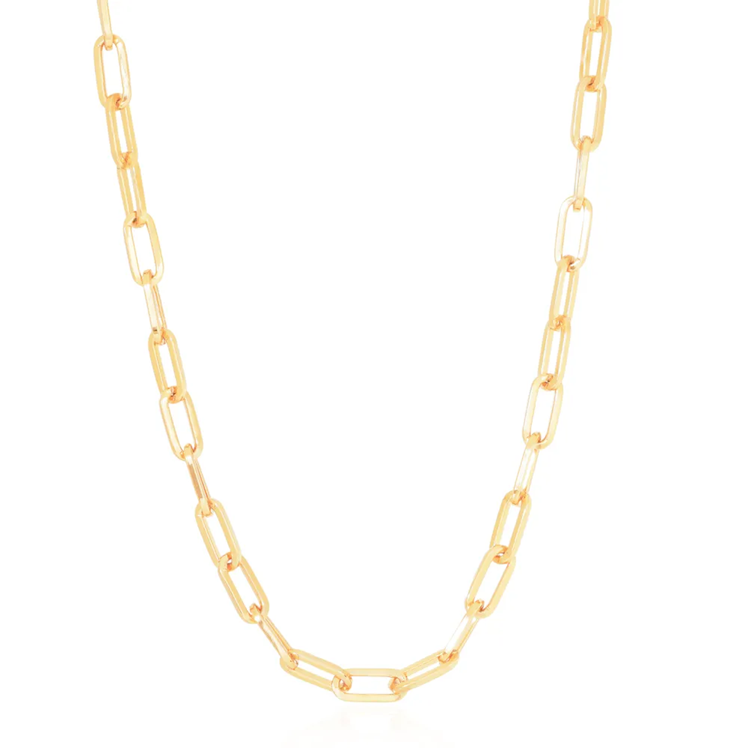 Colar Choker Elos Retangulares Arredondados 6MM Ouro 18K