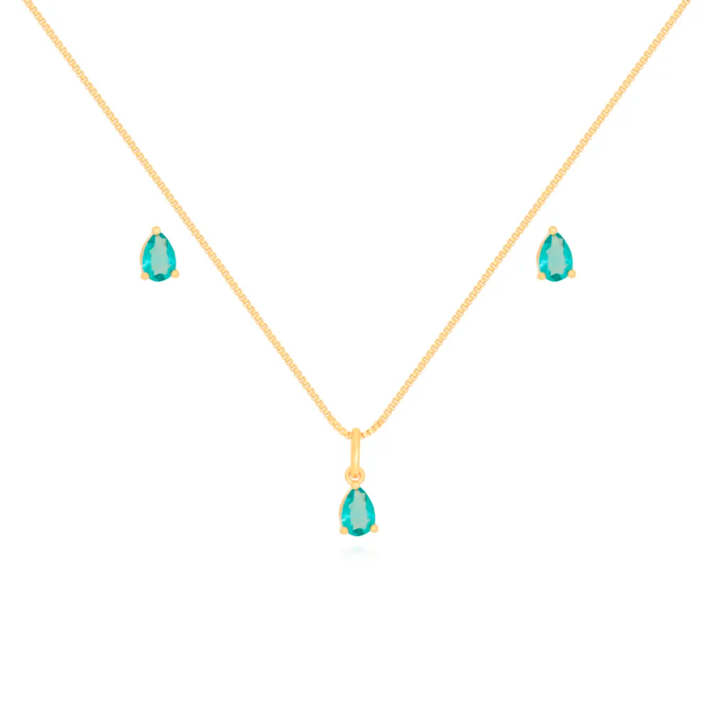 Conjunto Gota Lisa Ouro 18K