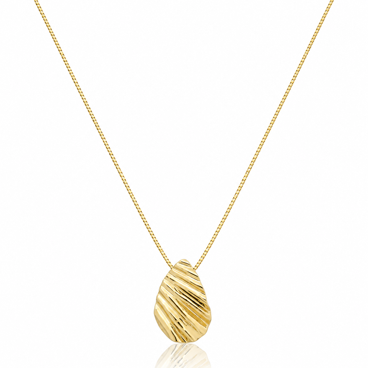 Colar Gota com Riscos 50cm Ouro 18K