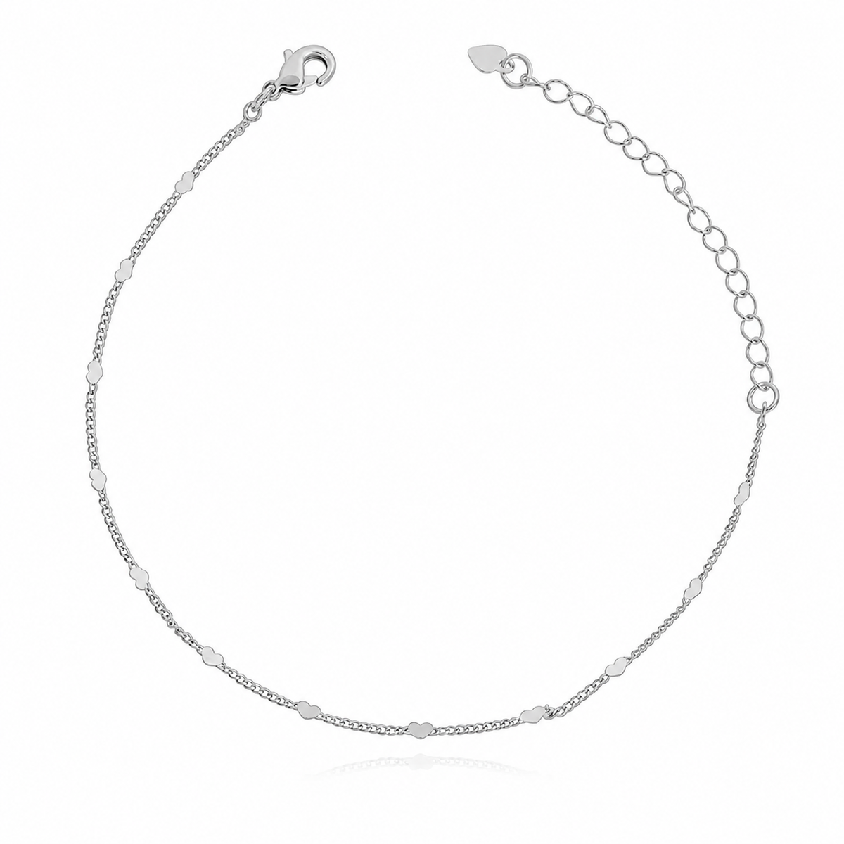 Pulseira Chapinhas de Coração Ródio Branco