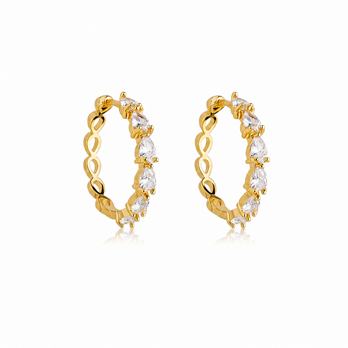 Brinco Argola Zircônia Gota Ouro 18K