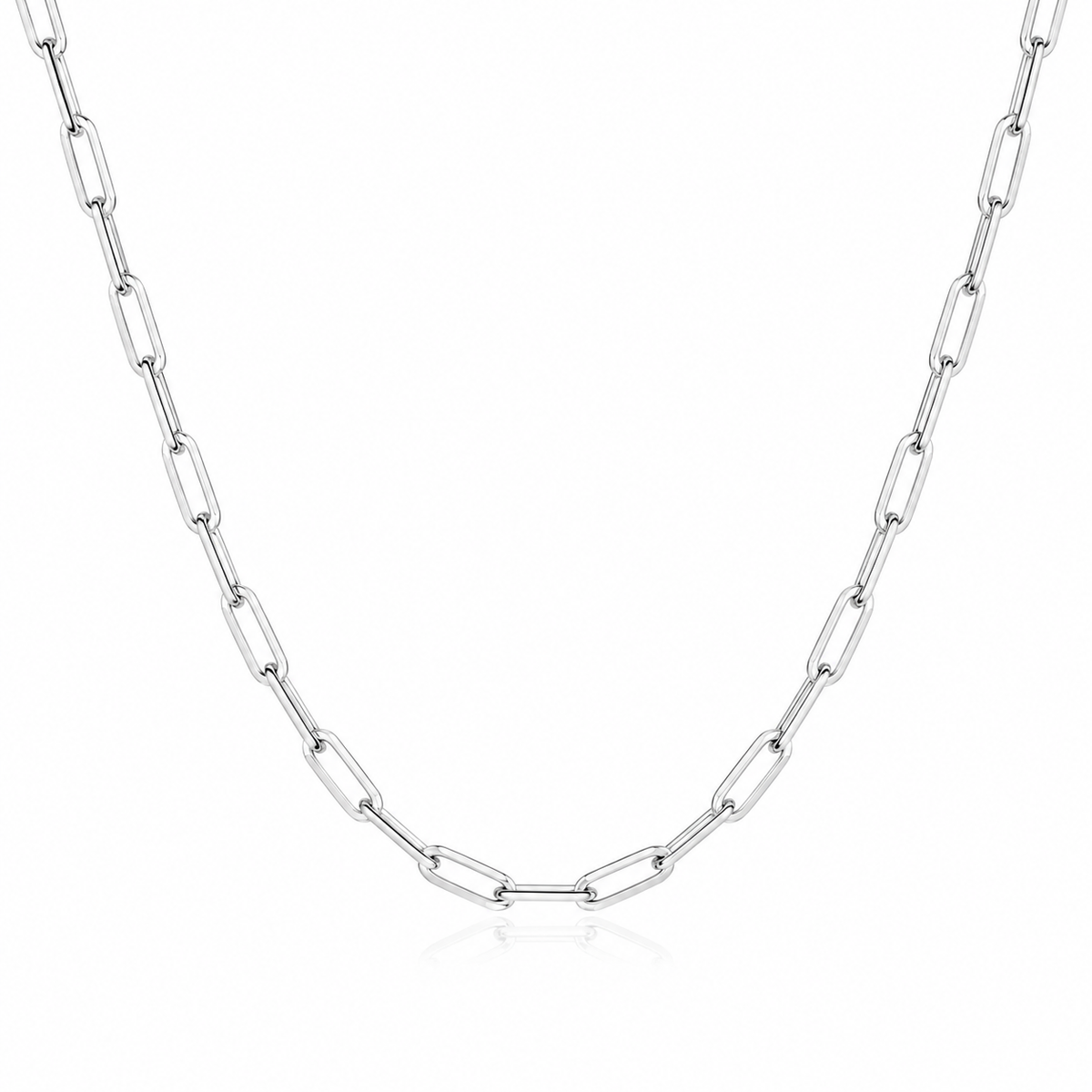Colar Choker Elos Retangulares Verniz Italiano Branco