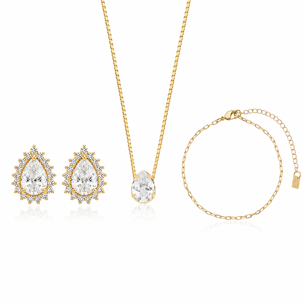 Conjunto Gota Detalhado Ouro 18K