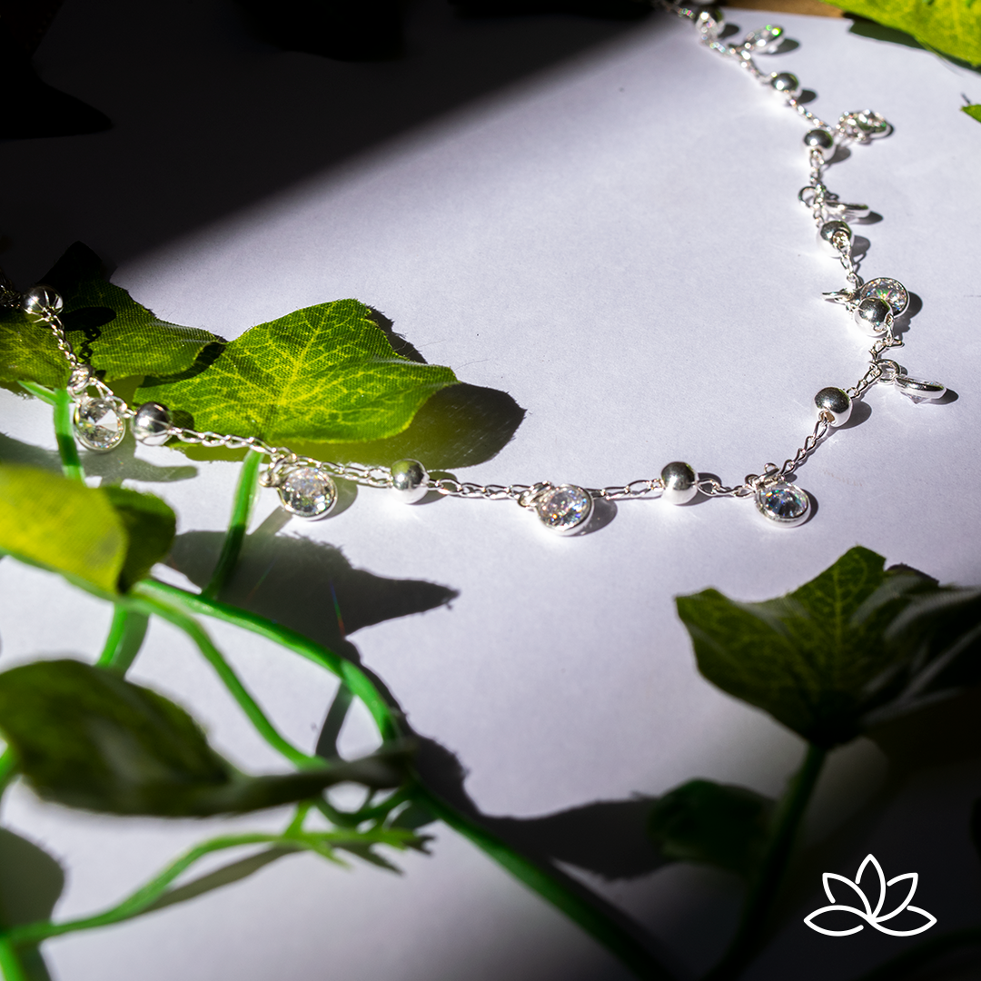 Colar com Pingentes Redondos Prata 925