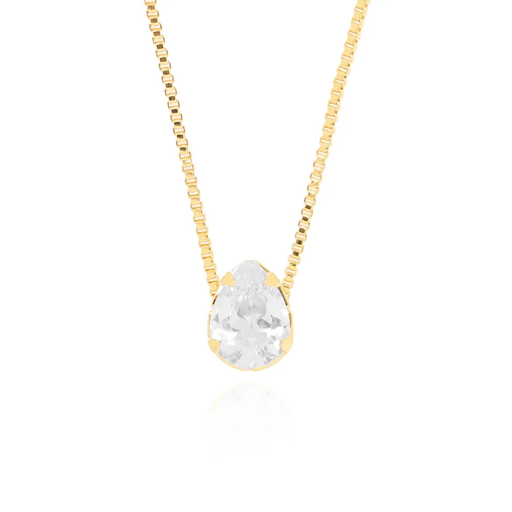 Colar Ponto de Luz 6MM Gota 50cm Ouro 18K