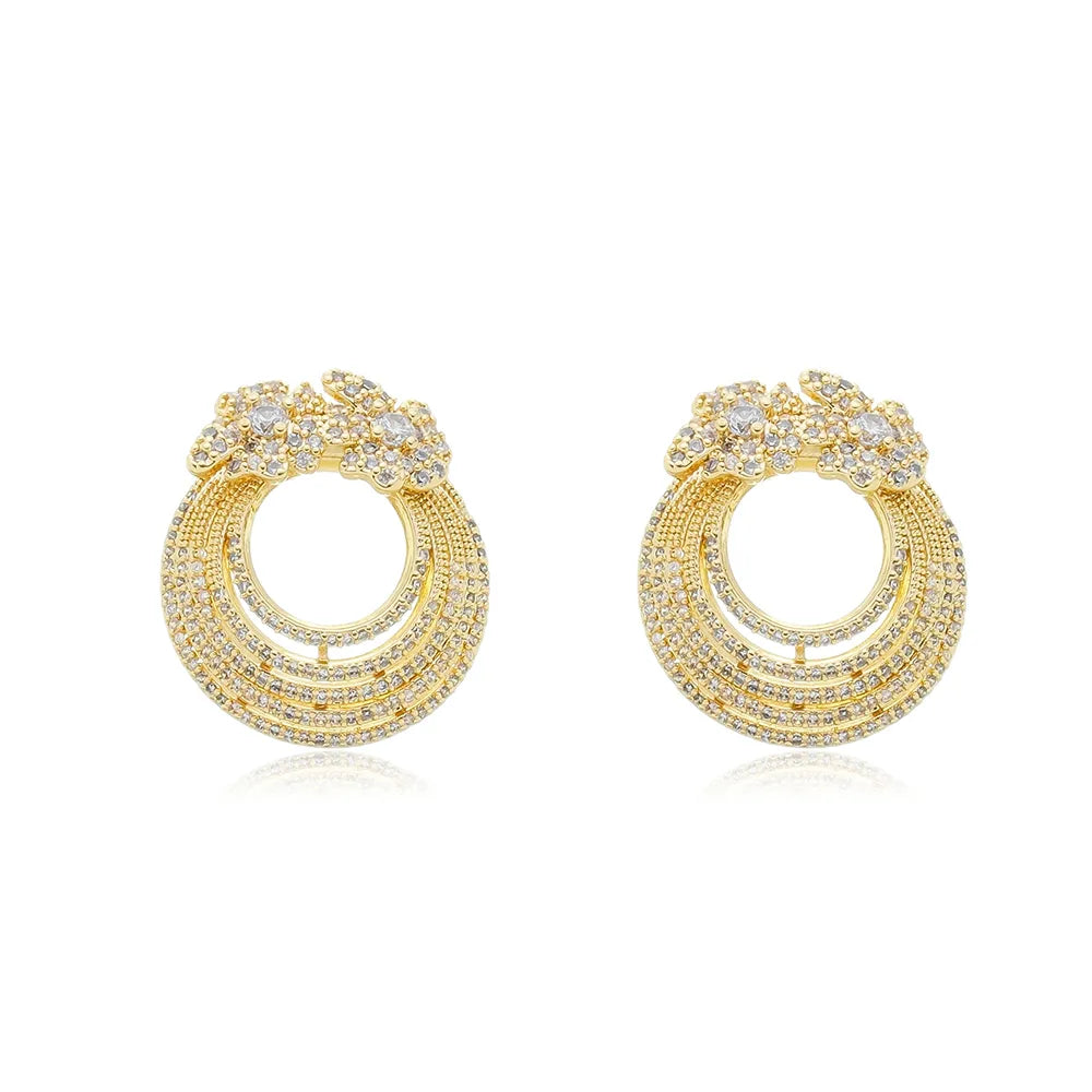 Brinco Fileiras em Micro Zircônias Ouro 18K