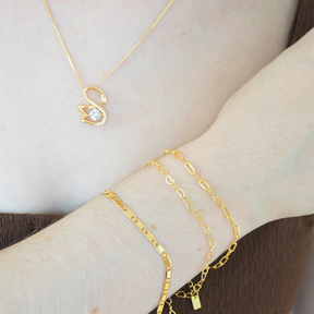 Pulseira Elos Retangulares 2MM Ouro 18K