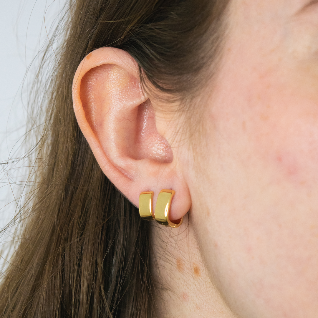 Brinco Dupla Argola Quadrada Grossa