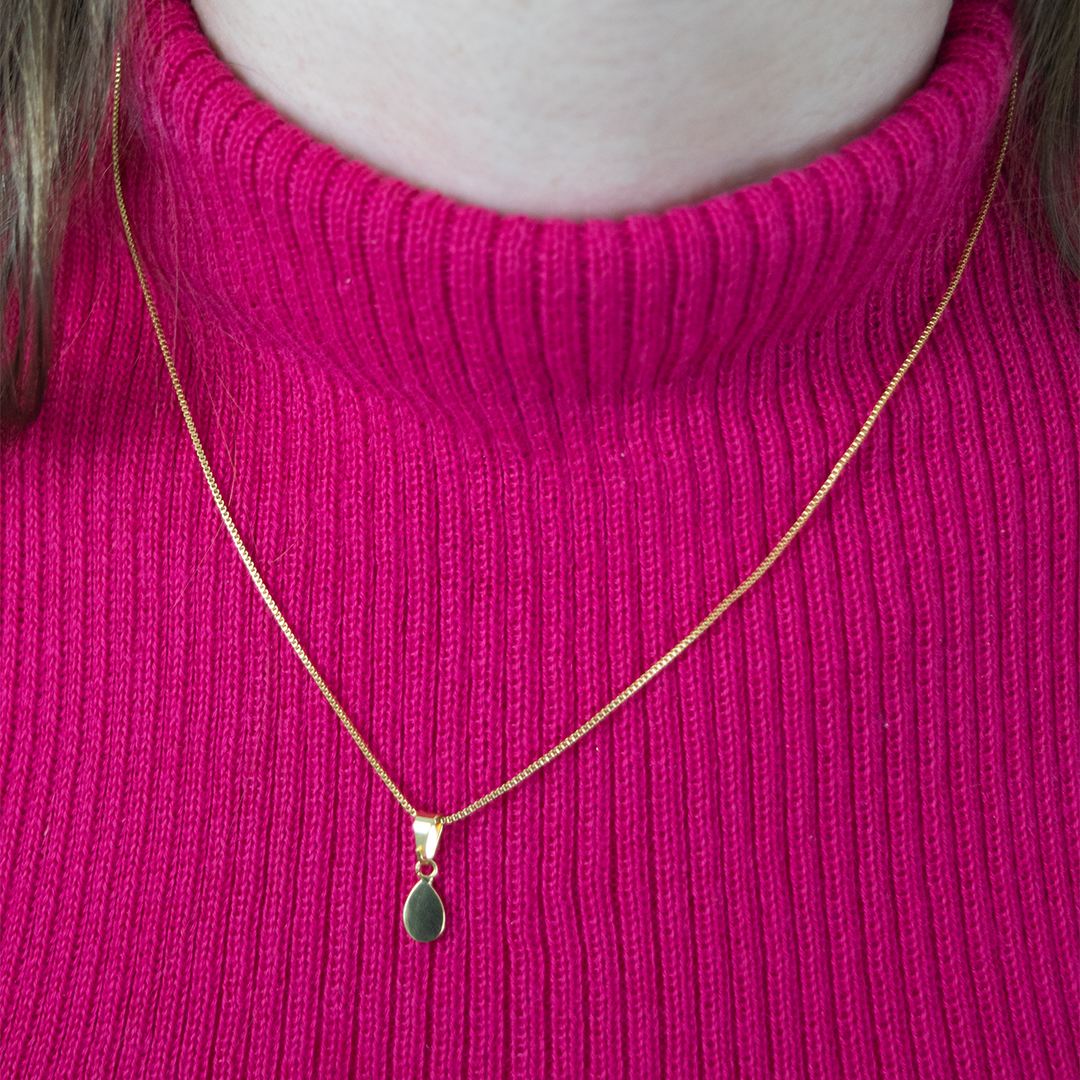 Colar com Gota Lisa Semijoia Ouro 18K