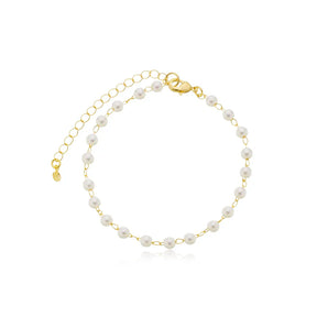 Pulseira com Sequência de Pérolas Ouro 18K