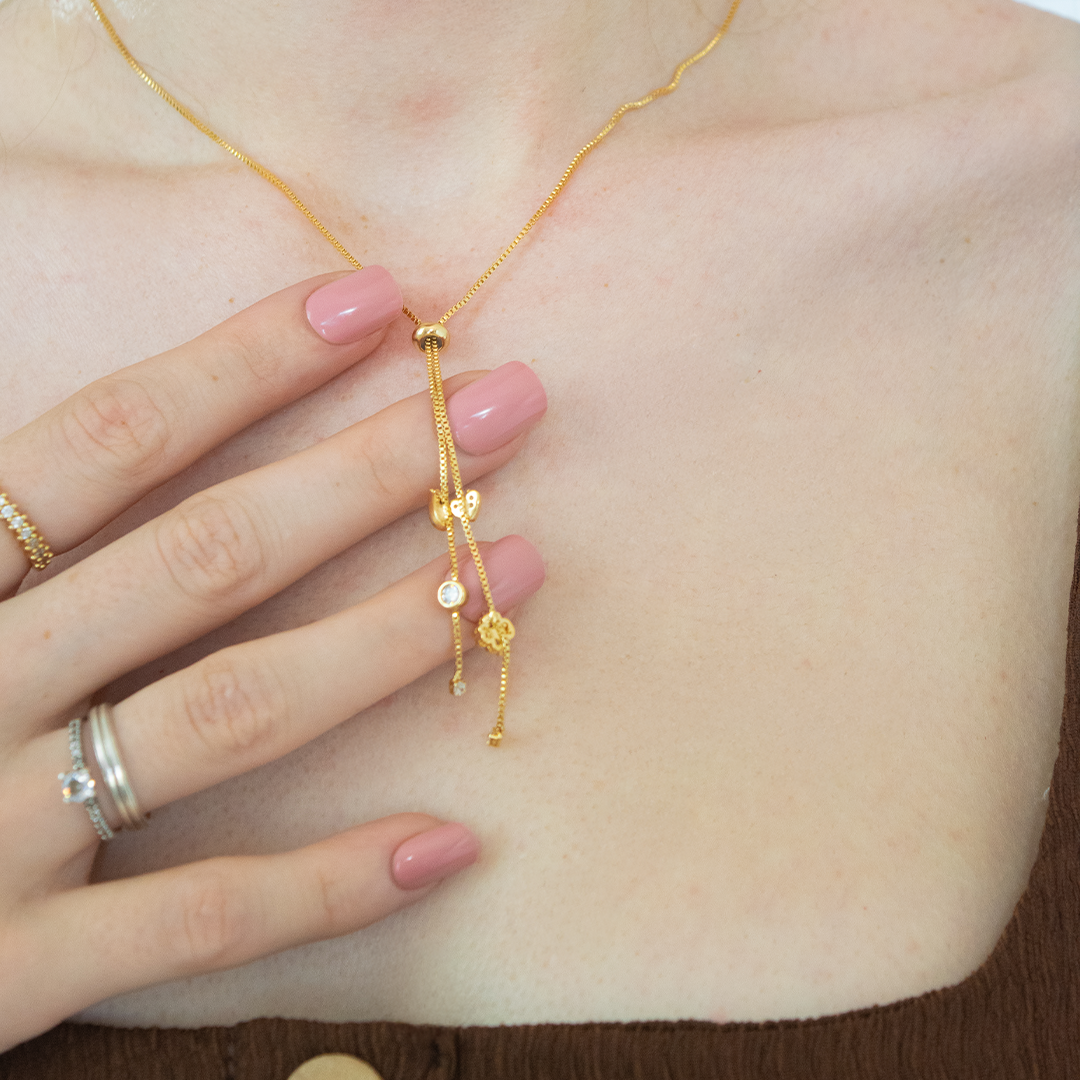 Colar Gravata Detalhes 55cm Ouro 18K