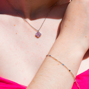 Pulseira Chapinhas de Coração Ródio Branco