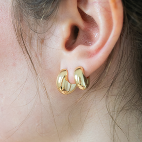 Brinco Dupla Argola em U Abaulada Ouro 18K