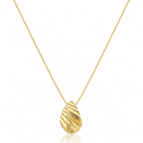 Colar Gota com Riscos 50cm Ouro 18K