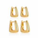 Brinco Dupla Argola Triangular Lisa Ouro 18K