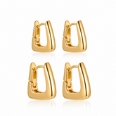 Brinco Dupla Argola Triangular Lisa Ouro 18K