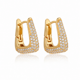 Brinco Argola Triangular Cravejada Ouro 18K