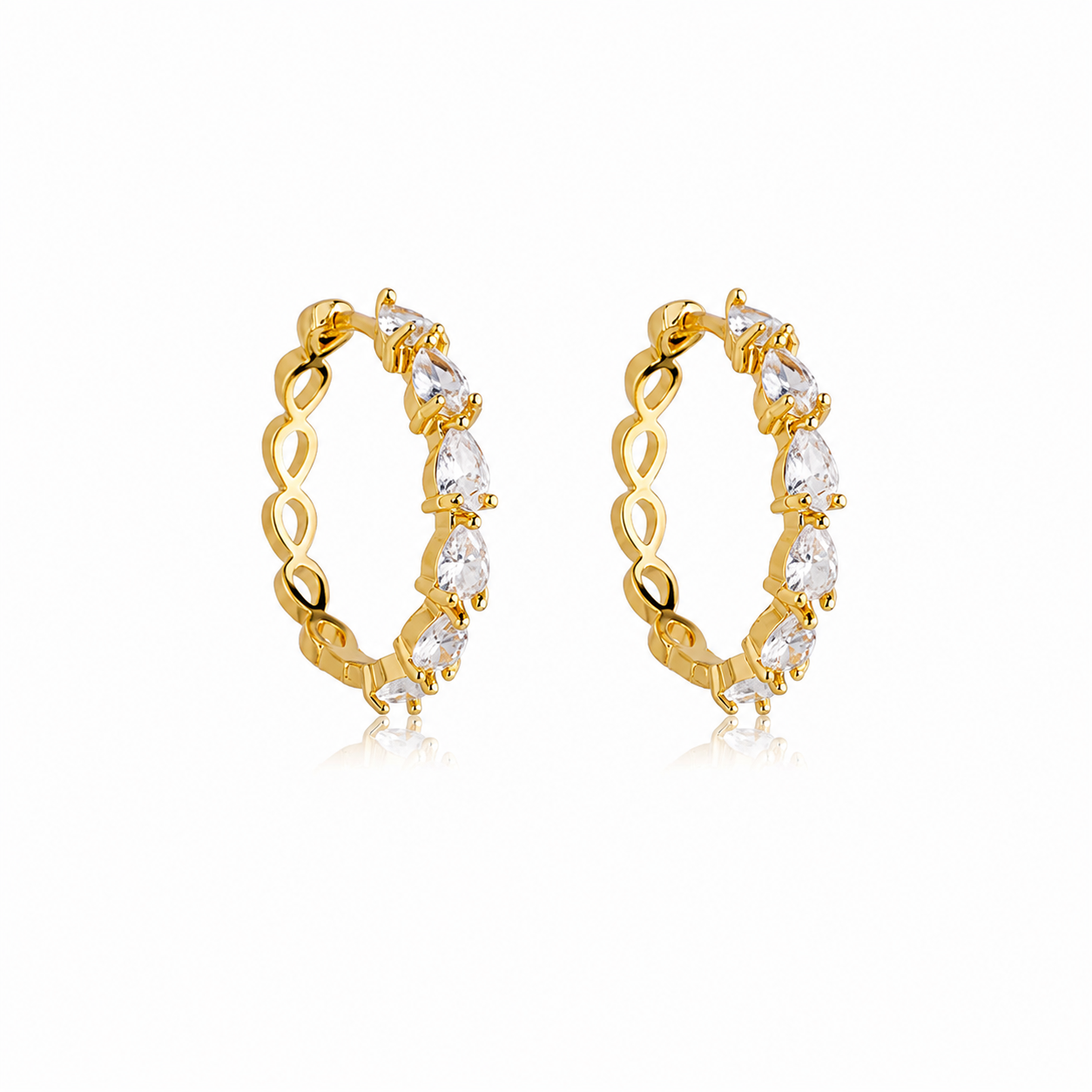 Brinco Argola Zircônia Gota Ouro 18K