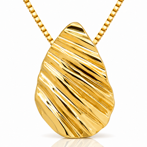 Colar Gota com Riscos 50cm Ouro 18K
