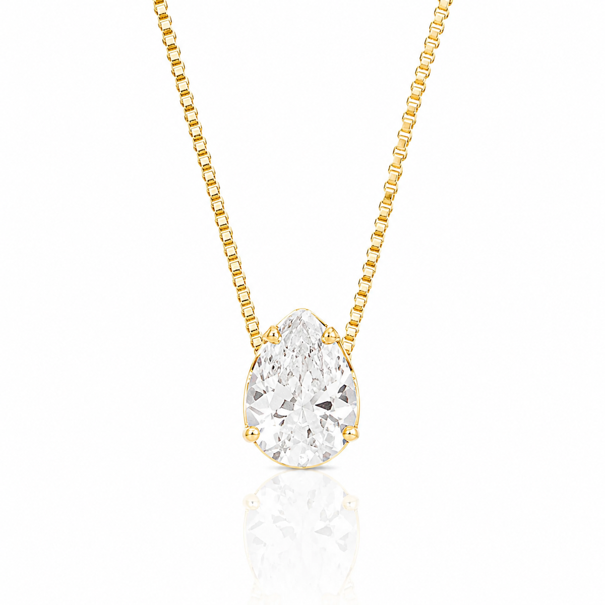 Colar Ponto de Luz 6MM Gota 50cm Ouro 18K