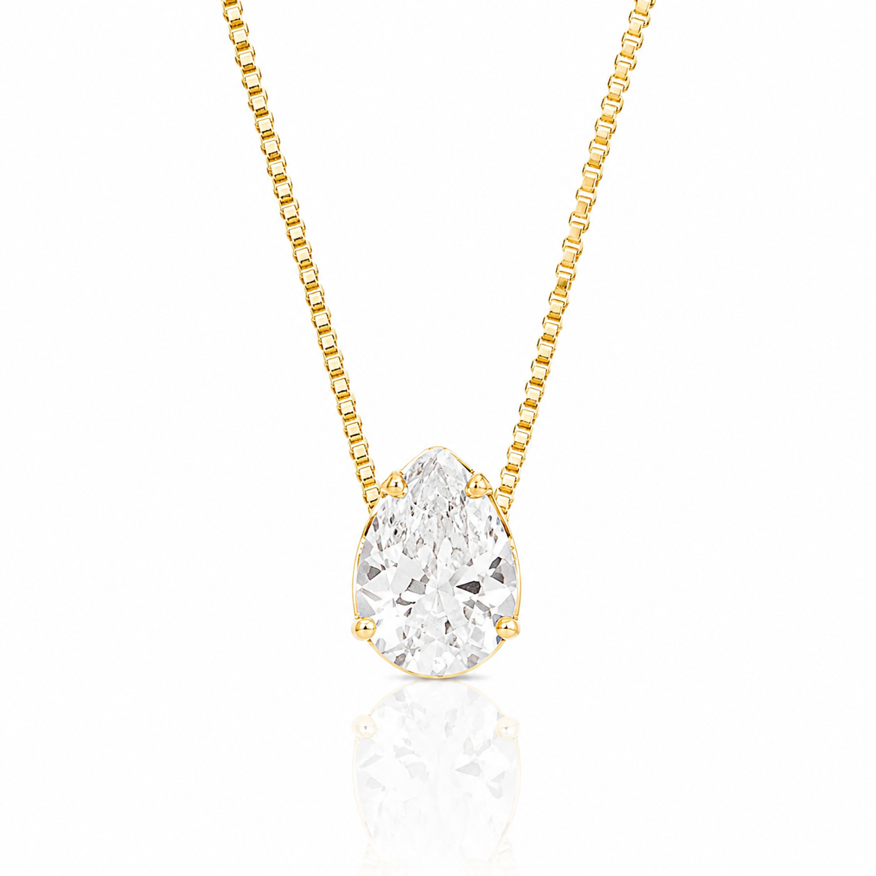 Colar Ponto de Luz 6MM Gota 50cm Ouro 18K
