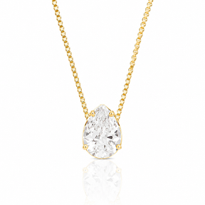Colar Ponto de Luz 6MM Gota 50cm Ouro 18K