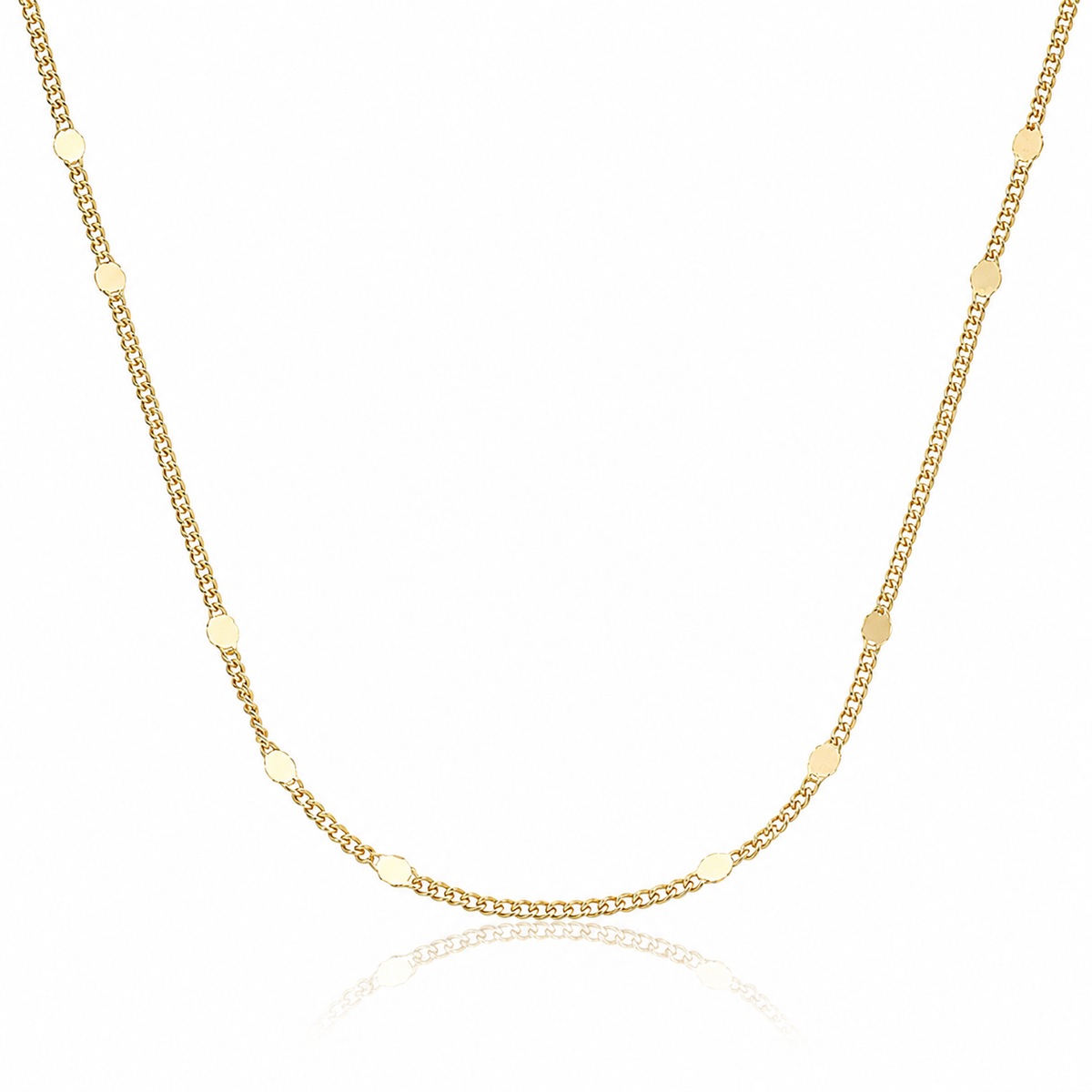 Colar Choker com Chapinhas Redondas na Corrente Semijoia Ouro 18K