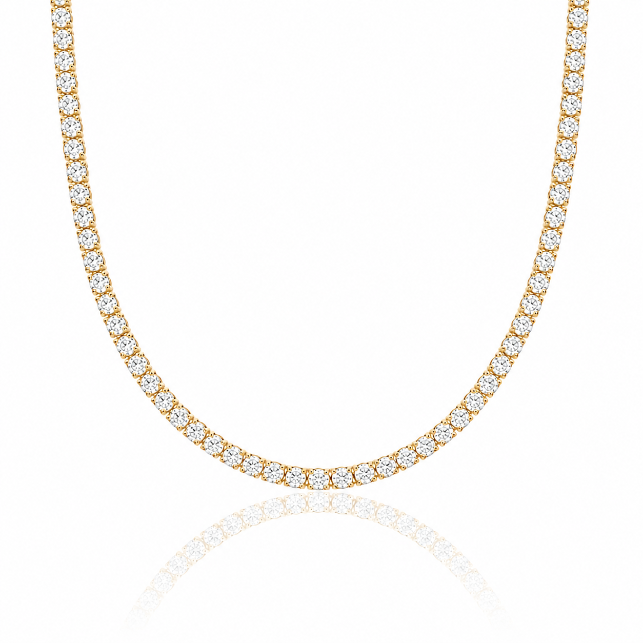 Colar Choker Riviera Cristal 2MM Semijoia Ouro 18K