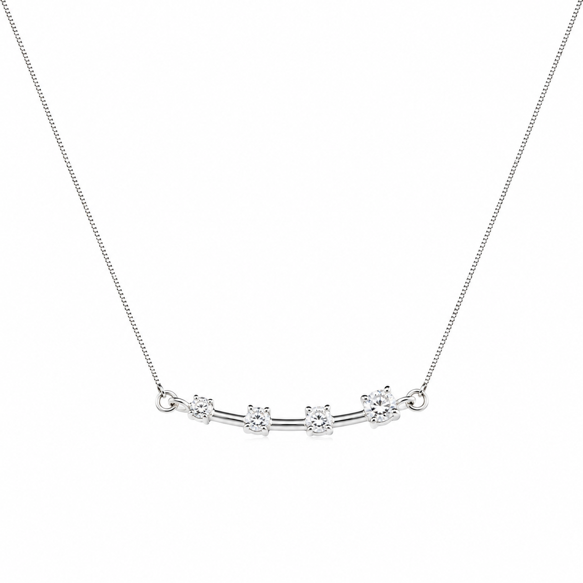 Colar Estrela Cadente com Zircônias Prata 925