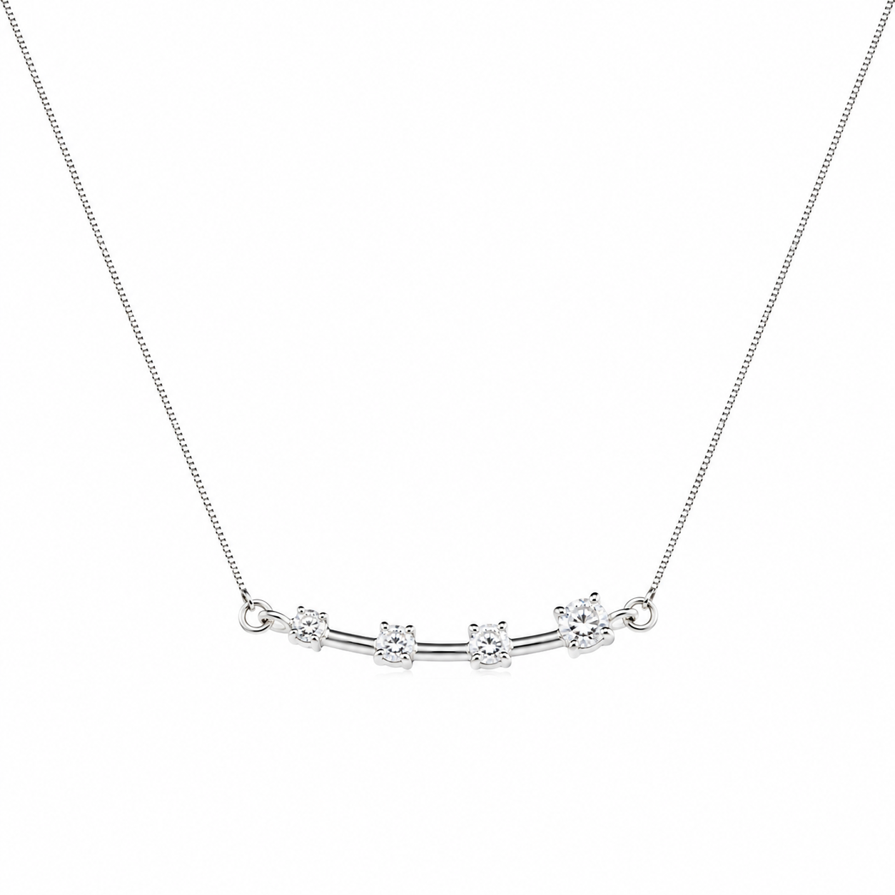 Colar Estrela Cadente com Zircônias Prata 925