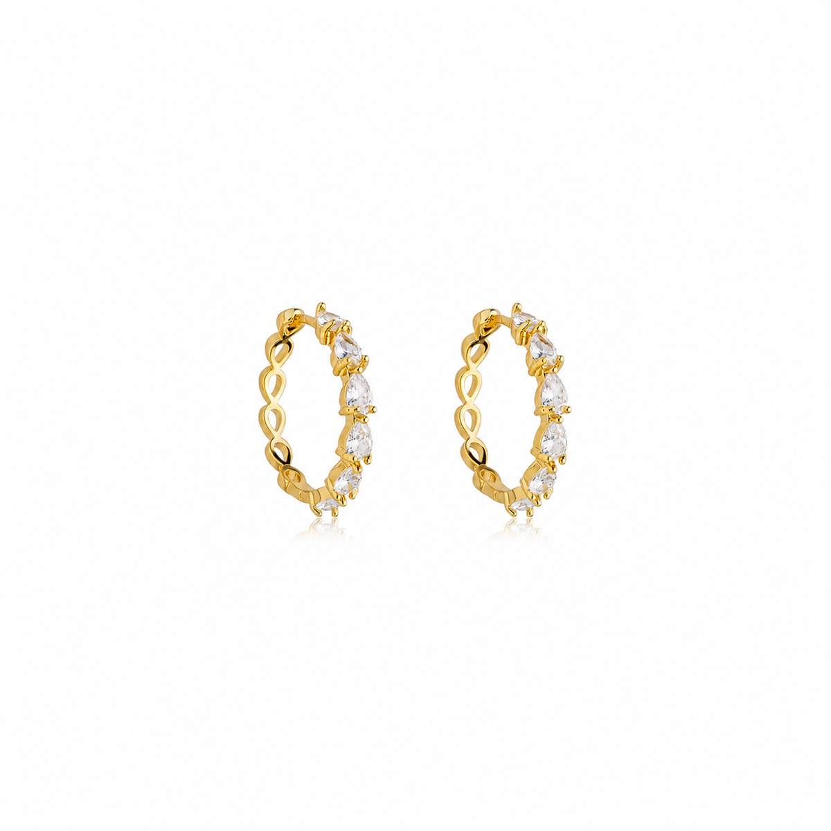 Brinco Argola Zircônia Gota Ouro 18K