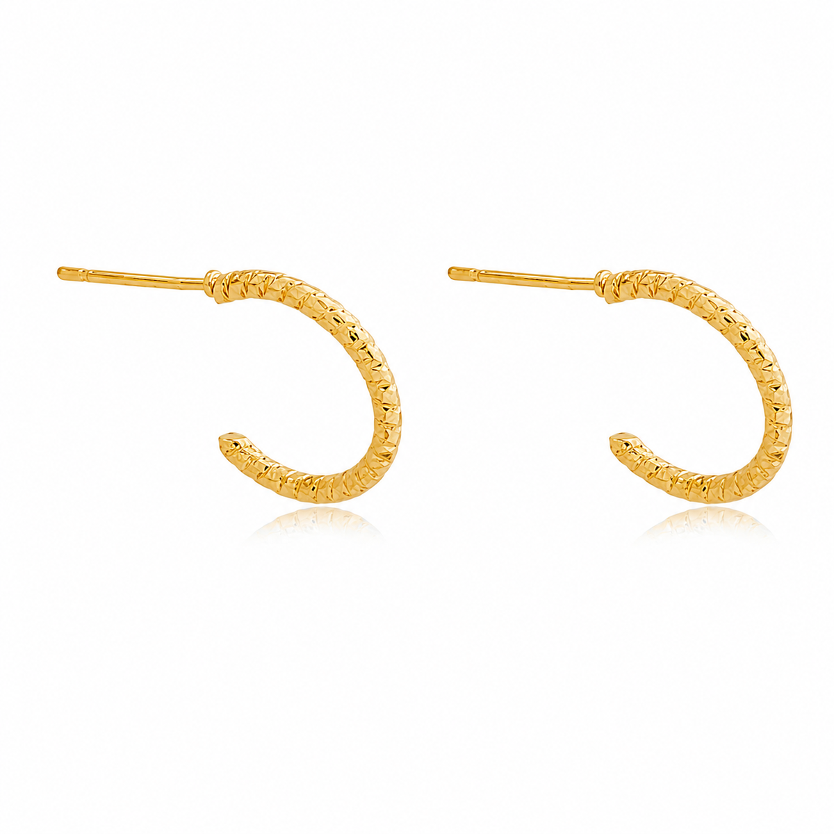 Brinco Argola Texturizada com Riscos Ouro 18K