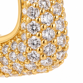 Brinco Argola Triangular Cravejada Ouro 18K