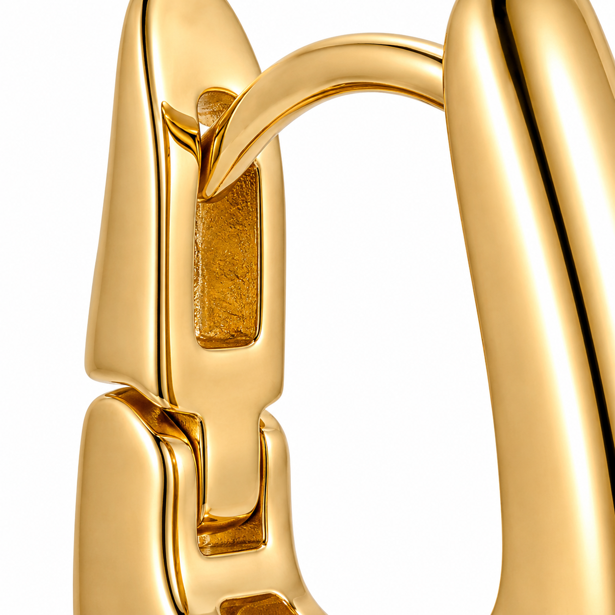 Brinco Dupla Argola Triangular Lisa Ouro 18K