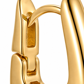 Brinco Dupla Argola Triangular Lisa Ouro 18K