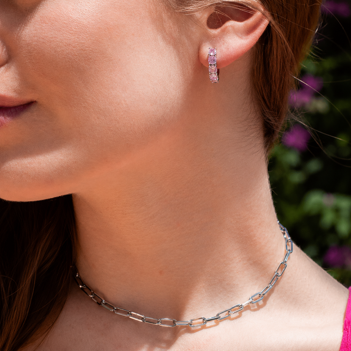 Colar Choker Elos Retangulares Verniz Italiano Branco