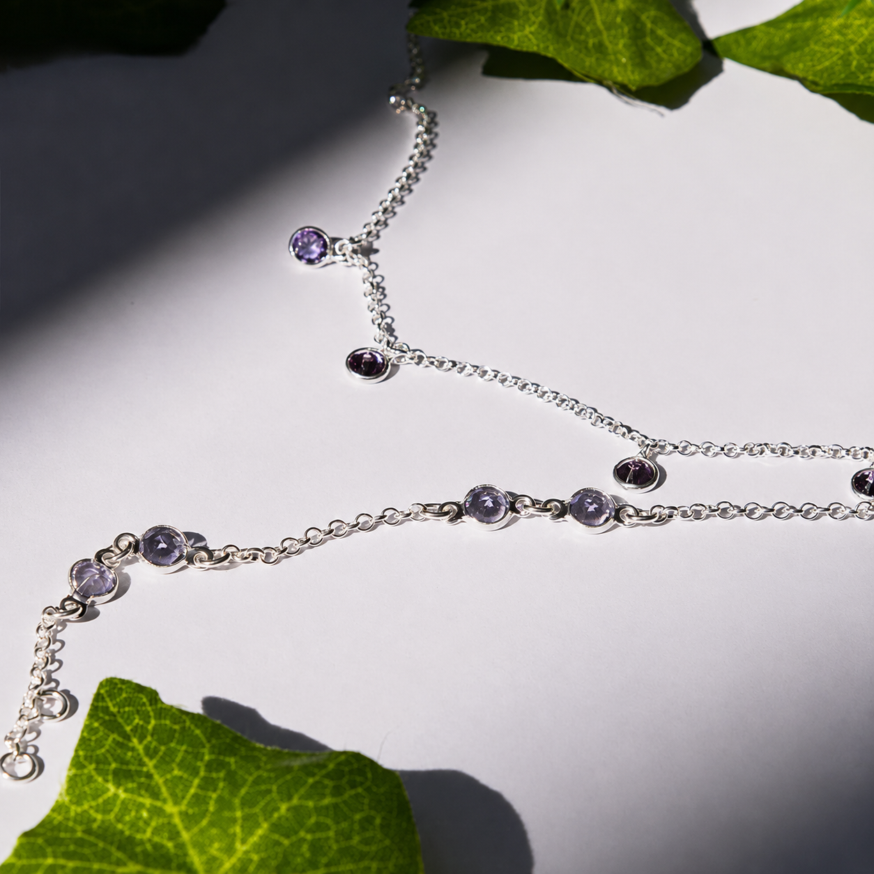 Conjunto Colar com Pingentes Acompanhado de Pulseira com Pingentes Prata 925