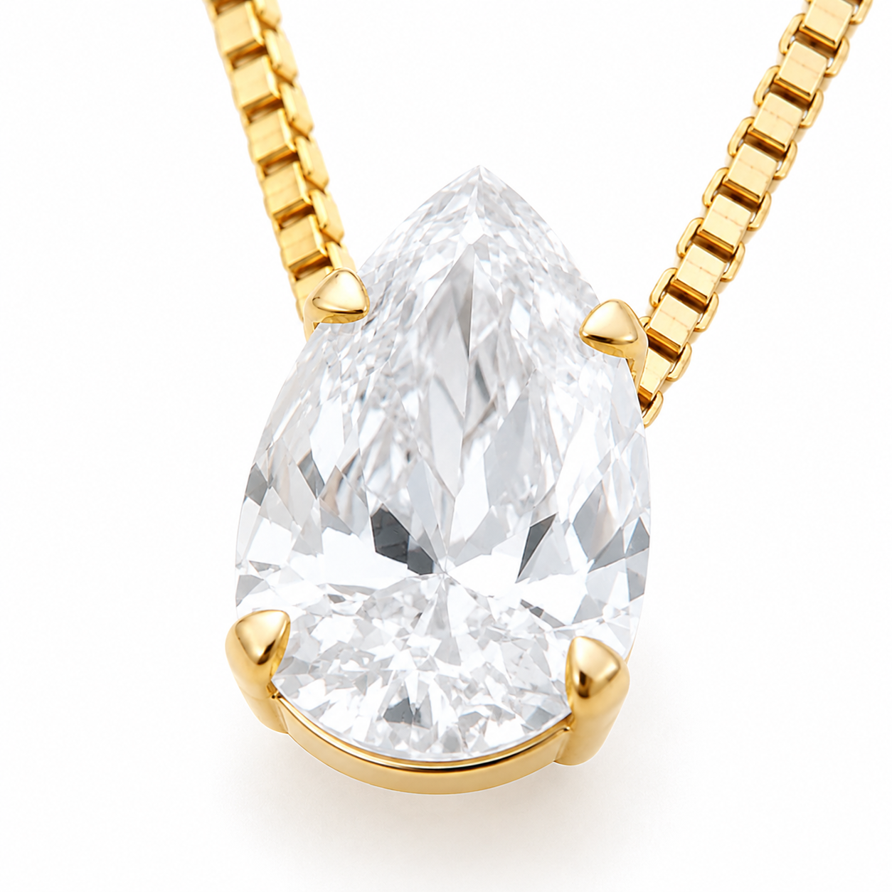 Colar Ponto de Luz 6MM Gota 50cm Ouro 18K