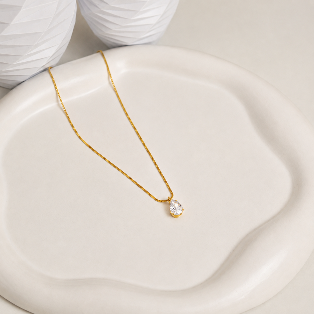 Colar Ponto de Luz 6MM Gota 50cm Ouro 18K