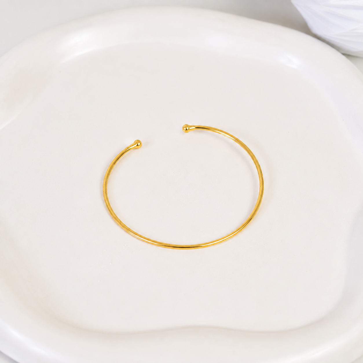 Bracelete Fio com Esfera na Ponta Ouro 18K