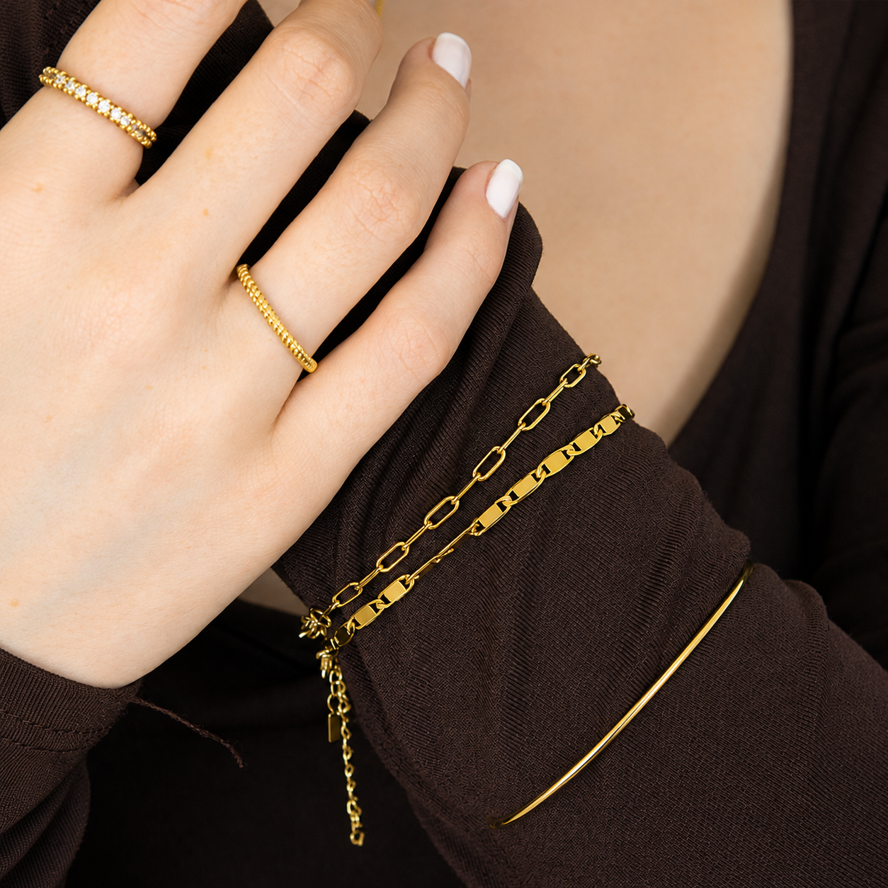 Bracelete Fio com Esfera na Ponta Ouro 18K