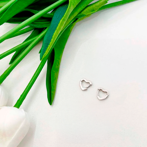 Brinco Trio Argola Coração com Micro Zircônia Ródio Branco