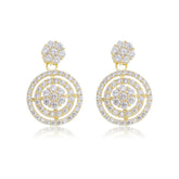 Brinco Círculo com Duas Fileiras e Flor Ouro 18K