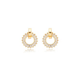 Brinco Círculo em Zircônia Baguete e Haste Lisa Ouro 18K