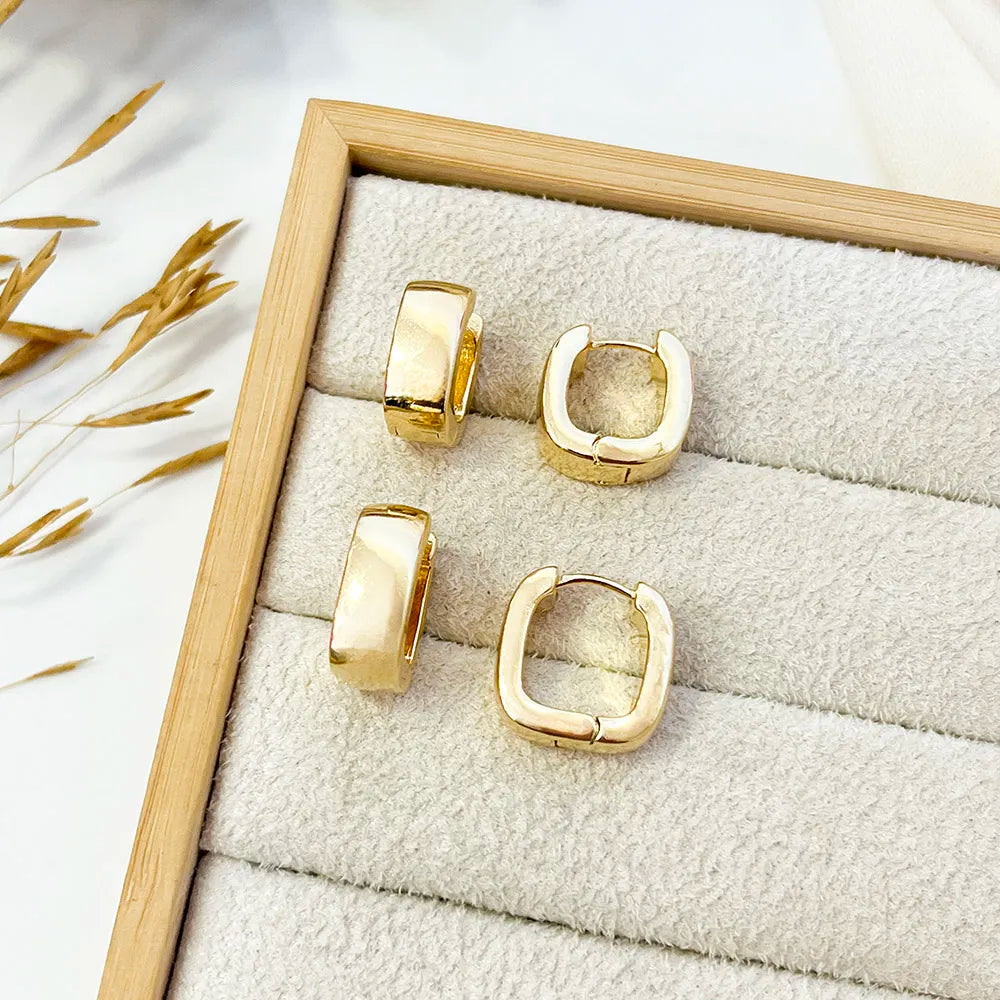 Brinco Dupla Argola Quadrada Grossa