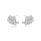 Brinco Ear Cuff Cinco Fileiras Ródio Branco