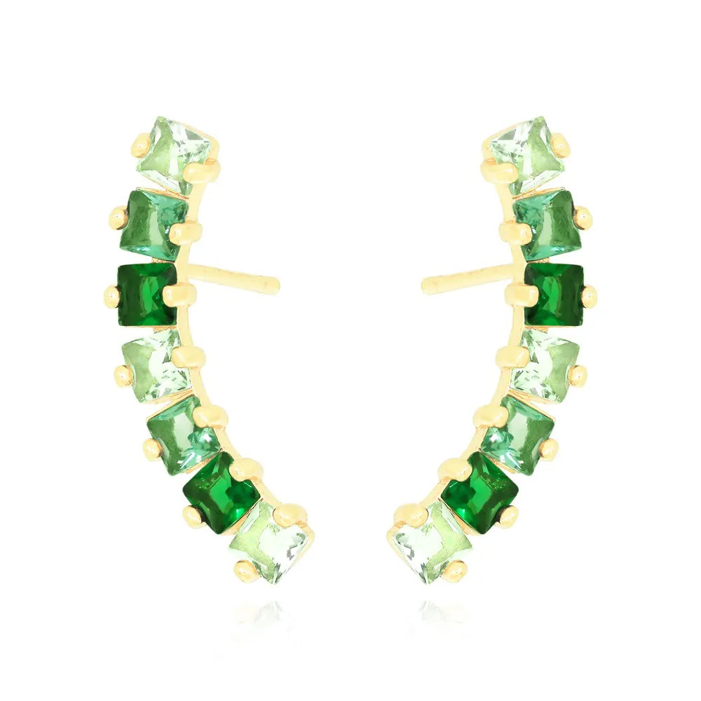 Brinco Ear Cuff com Zircônias Ouro 18K