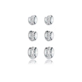 Brinco Trio Argola Lisa Grossa Ródio Branco